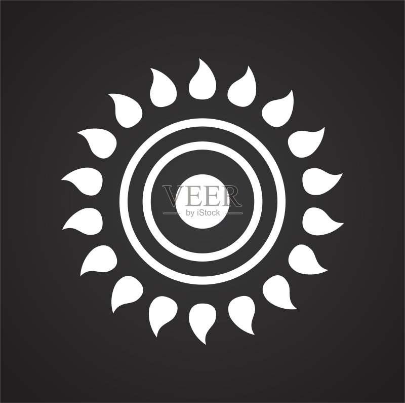 太阳图标在平面和网页设计的背景。简单的矢量信号。网站按钮或手机应用的互联网概念符号。图标素材
