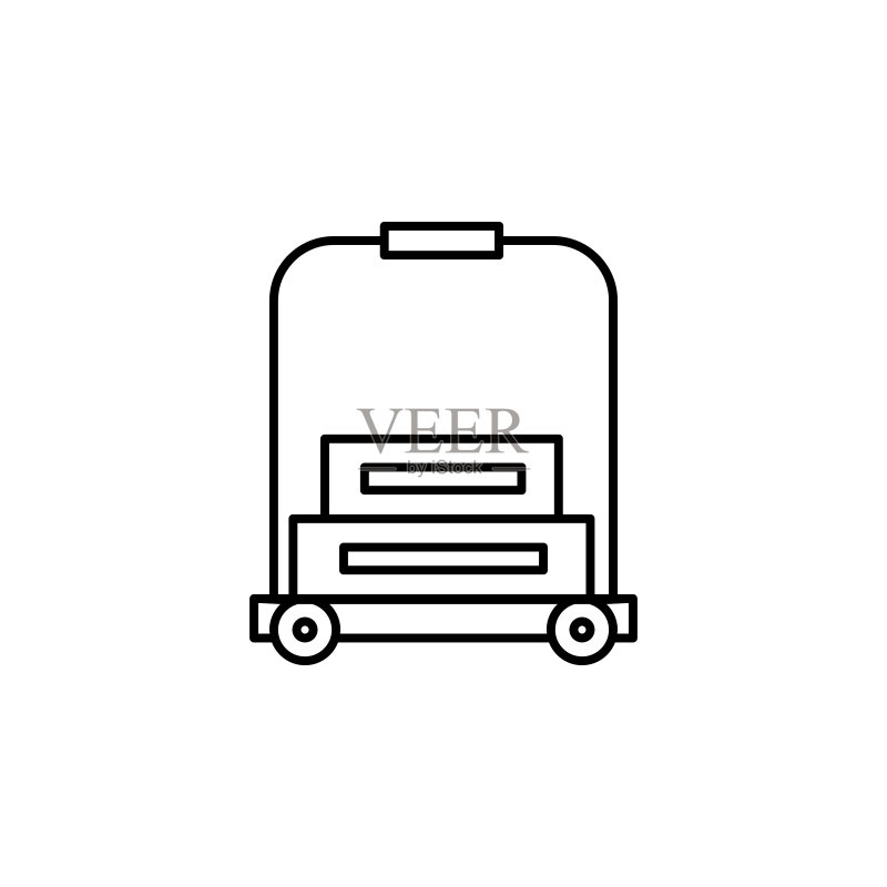 带手提箱的购物车图标。旅行插图元素。符号和标志可用于Web、logo、移动应用程序、UI、UX图标素材