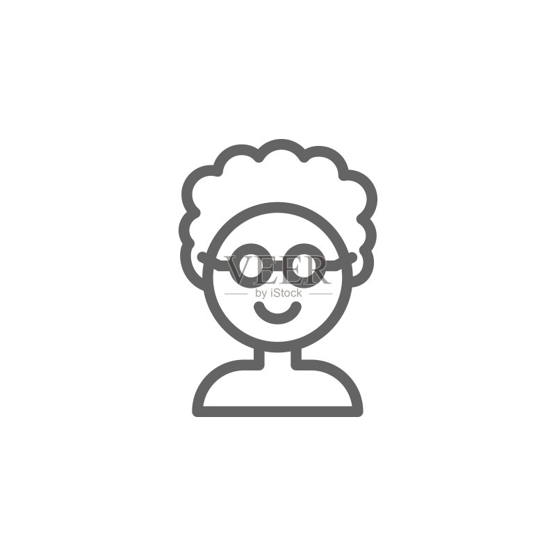 母亲节奶奶大纲图标。母亲节元素图案,可用于网页、logo、移动应用、UI、UX设计图标素材