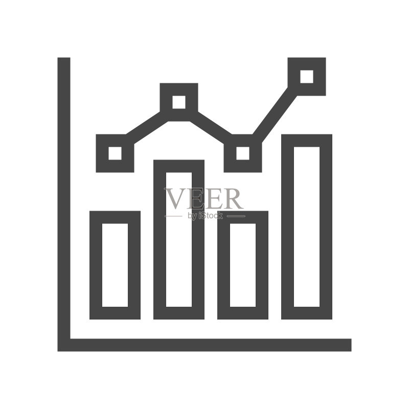 分析图标。矢量插图风格为扁平标志符号,黑色,白色背景。专为Web和软件界面设计。图标素材