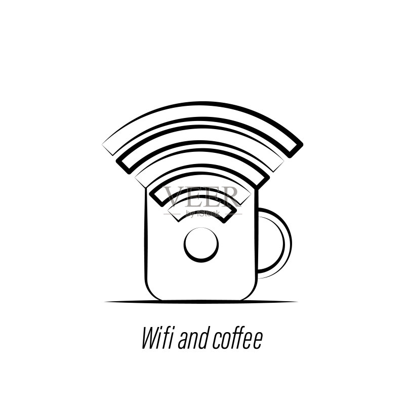 Wi-Fi咖啡手绘图标:网站、Logo、APP可用元素图标素材