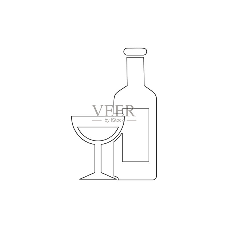 葡萄酒轮廓图标。复活节元素插图图标。符号标志可用于网页、logo、移动App、UI、UX图标素材