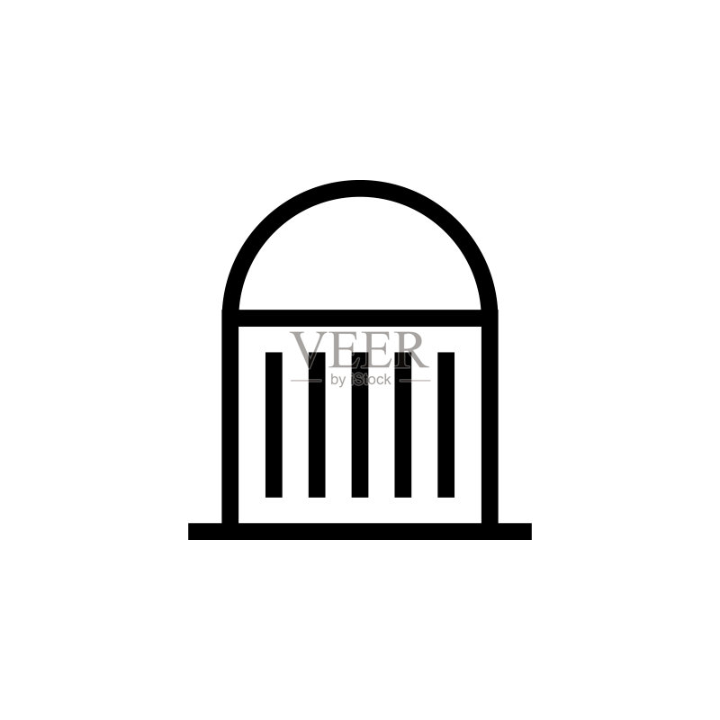 清真寺建筑图标:网站和App开发的细线条元素图标素材