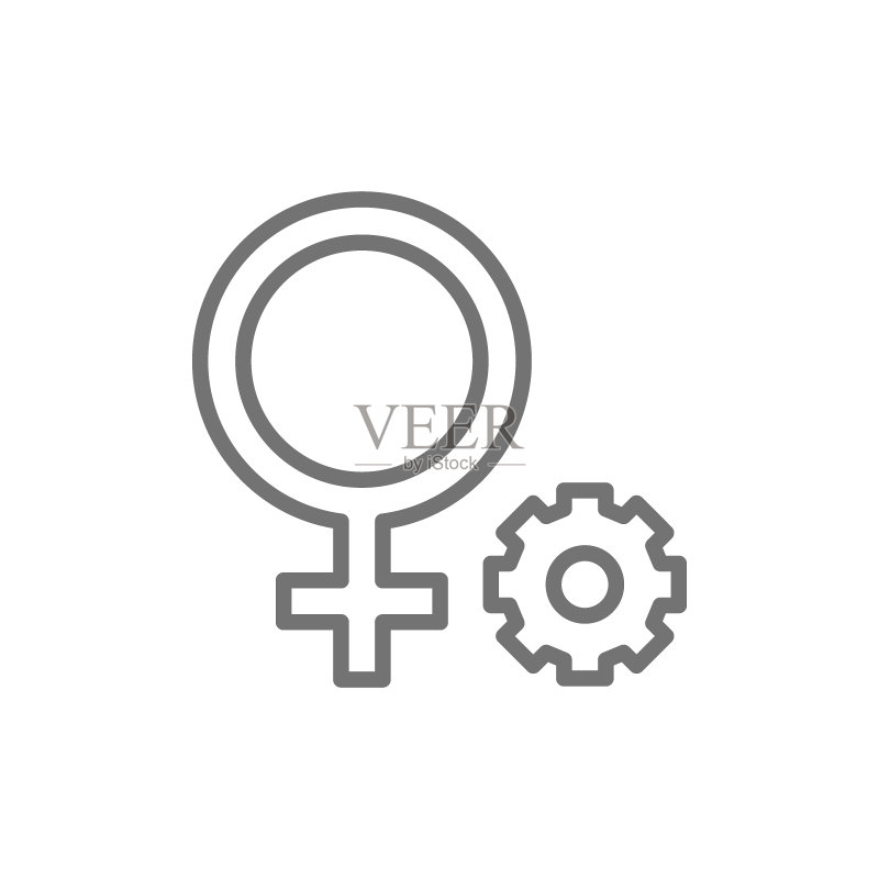 女性性别符号线性图标,独立于白色背景图标素材