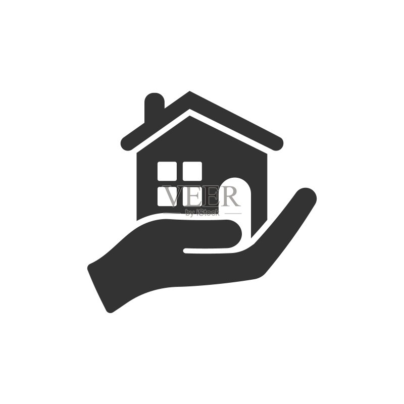 扁平风格手持房屋居家护理图标图标素材