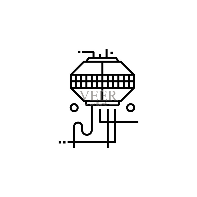 未来城市枢纽站图标(移动概念和Web应用程序的未来技术包元素,网站设计和开发的细线图标)图标素材
