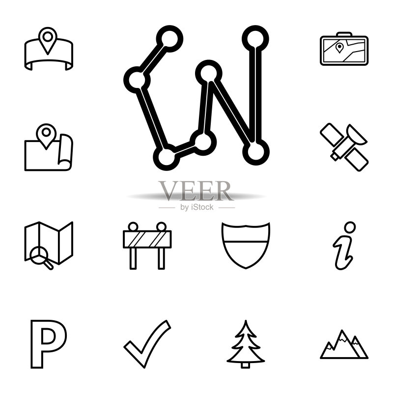 线条连接点图标。Web和移动导航通用图标集图标素材