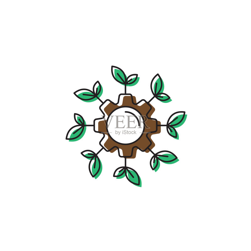 白色背景上生长的植物科技概念矢量图标图标素材