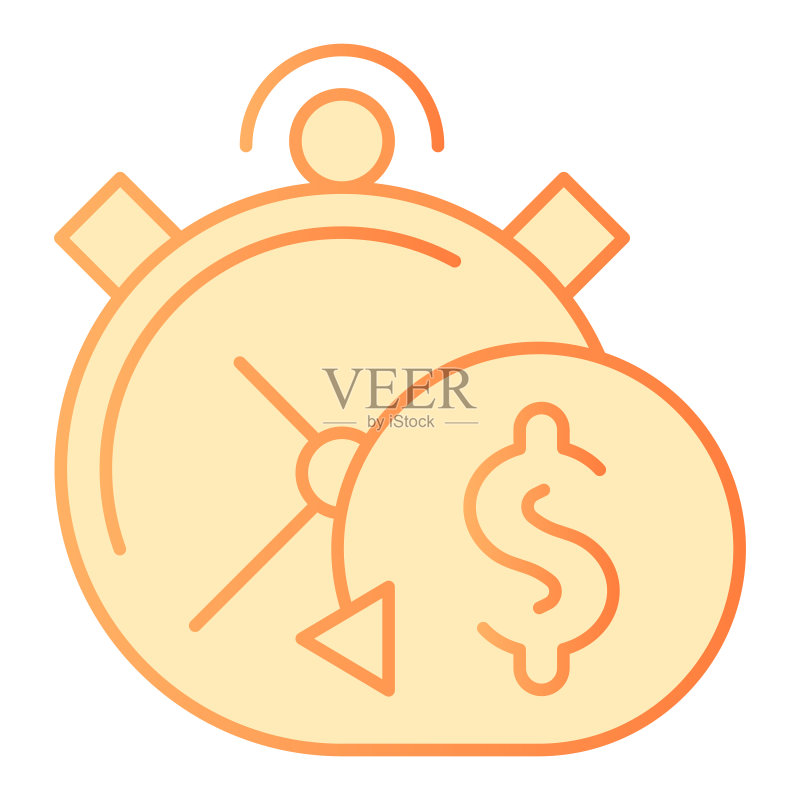 及时付款扁平图标。闹钟橙色图标,用于Web和App的时间梯度风格设计。EPS 10。图标素材