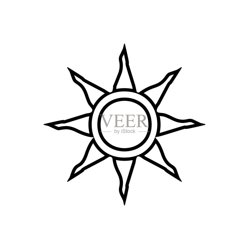 明亮太阳符号图标。用于移动概念和Web应用程序的天气元素图标。网站设计和开发、应用程序开发的轮廓细线图标图标素材