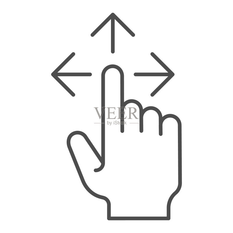 免费拖动细线图标触摸转移矢量插图图标素材