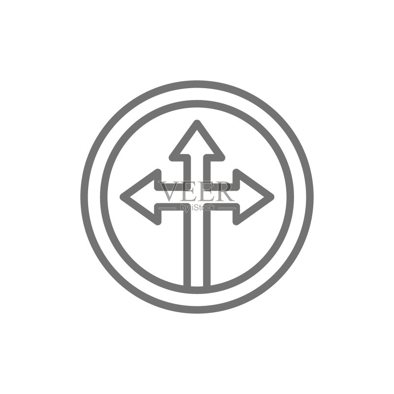 箭头交叉三向指示线条图标图标素材