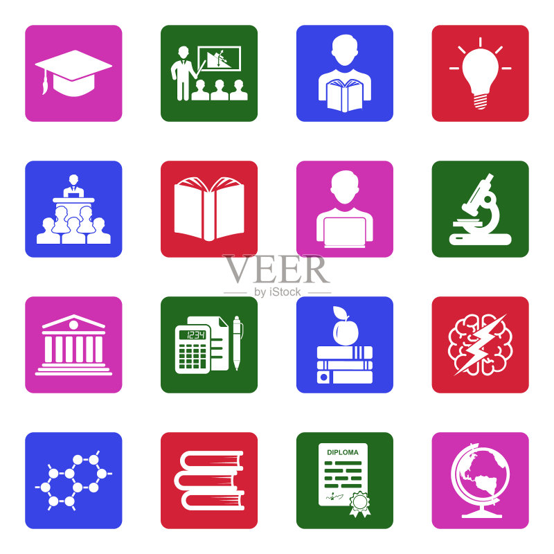 大学院校图标白色扁平设计矢量图图标素材