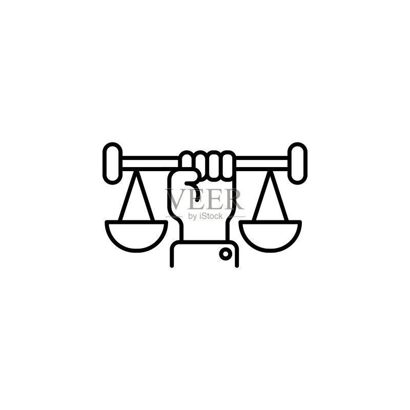 平衡手部图标,法律与公正元素图标,网站设计和应用程序开发的细线图标图标素材