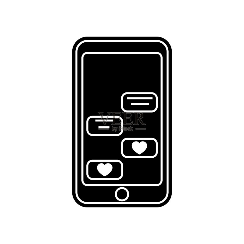 手机情书图标。适用于移动概念和Web应用程序的情人节元素图标。网站设计和开发、应用程序开发的标志、扁平图标图标素材
