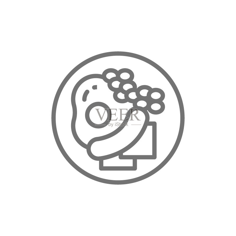 传统英式早餐,香肠煎蛋线条图标图标素材
