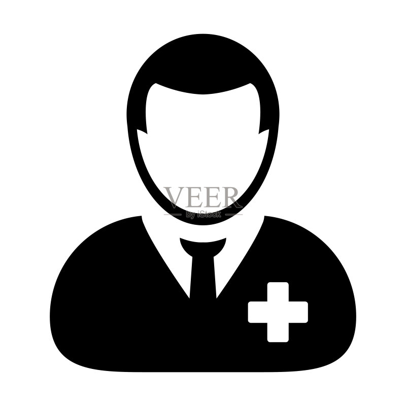 医生图标矢量,男性头像,用于病人医疗保健的标志图标素材