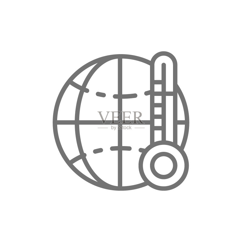 全球变暖异常高温线性图标图标素材