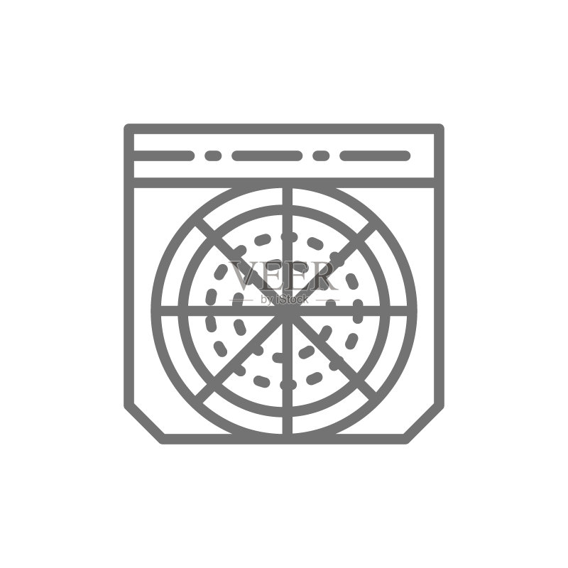 盒装披萨快餐外卖线性图标图标素材