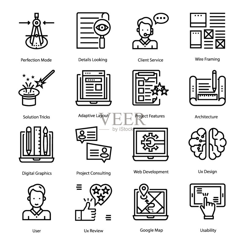 UI/UX设计线性图标集图标素材
