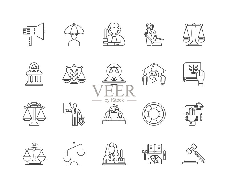 仲裁线图标,标志,向量集,大纲插图概念图标素材