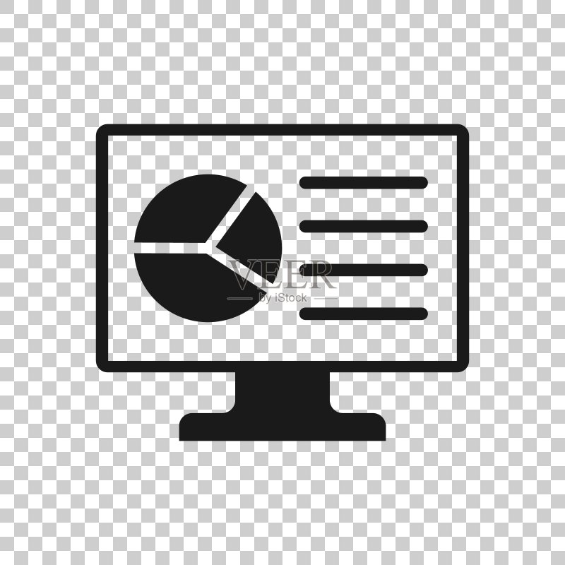 透明风格分析监控图标与图表矢量插画图标素材