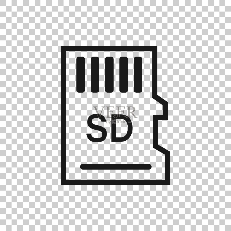 透明风格的Micro SD卡图标,隔离背景上的存储芯片矢量插图,存储适配器业务概念图标素材