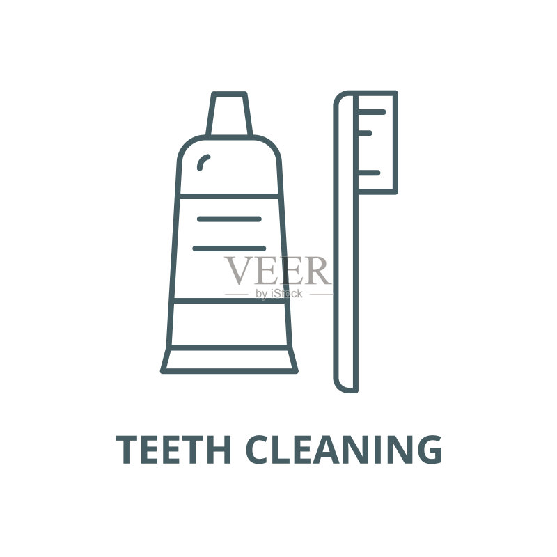清洁牙齿矢量线性图标图标素材
