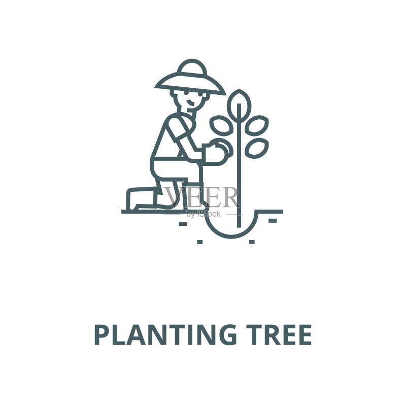 种植树木矢量线条图标图标素材