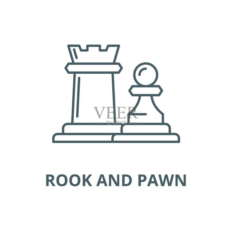 国际象棋棋子车和兵矢量线条图标图标素材