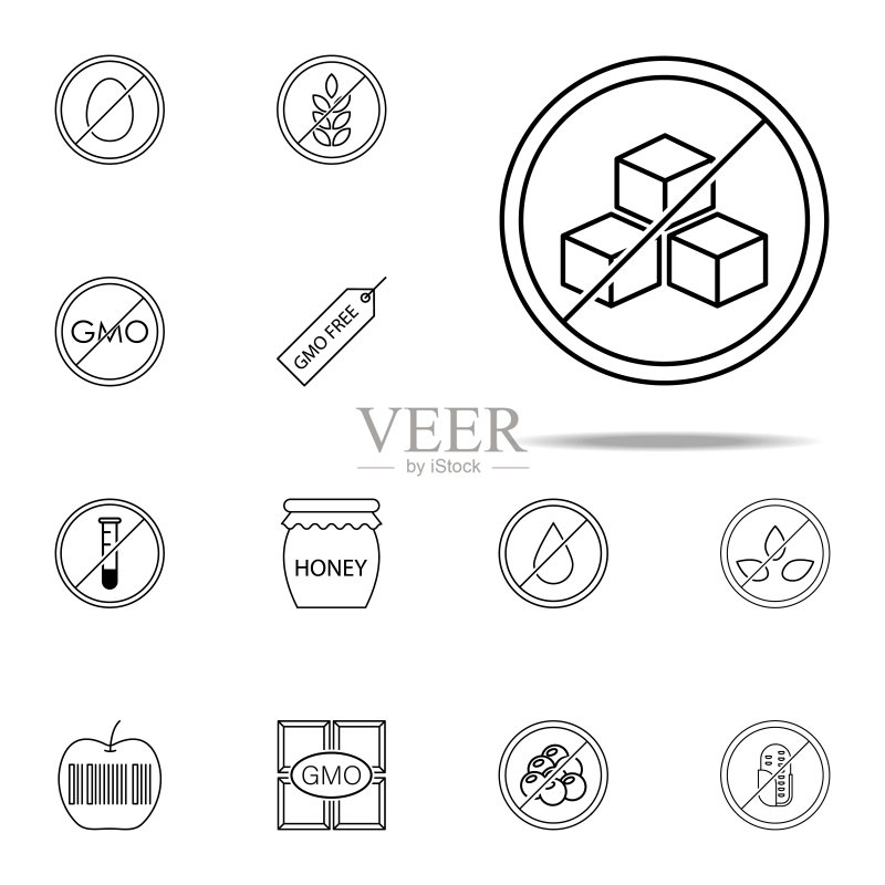 无糖图标,用于Web和移动设备的通用GMO图标集图标素材