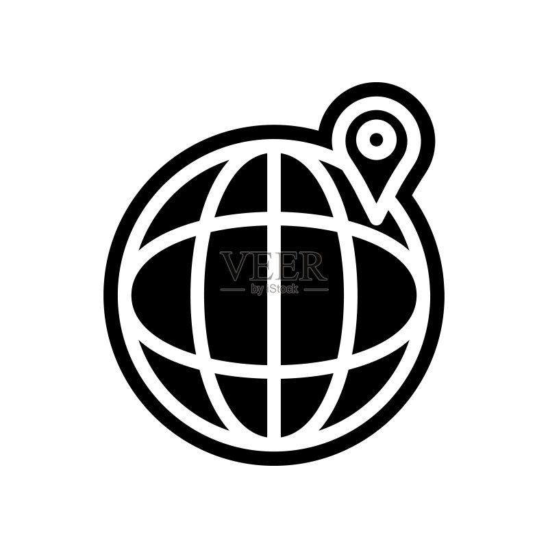 地球仪上的图钉图标,用于移动概念和Web应用程序的导航元素图标素材