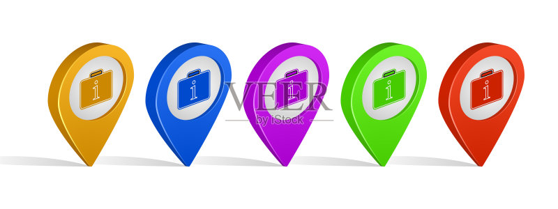 旅行社标志图标的彩色3D图钉图标素材