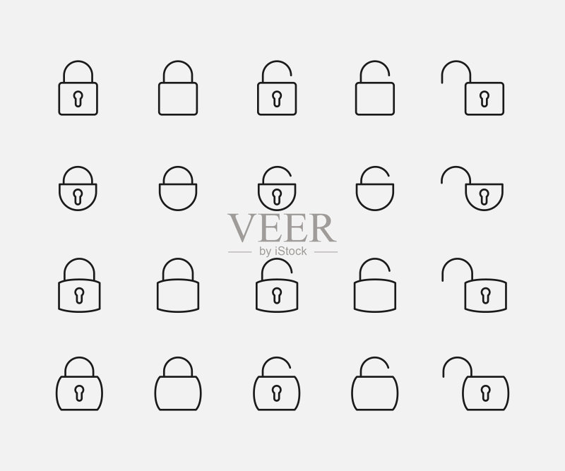 锁相关矢量图标集图标素材