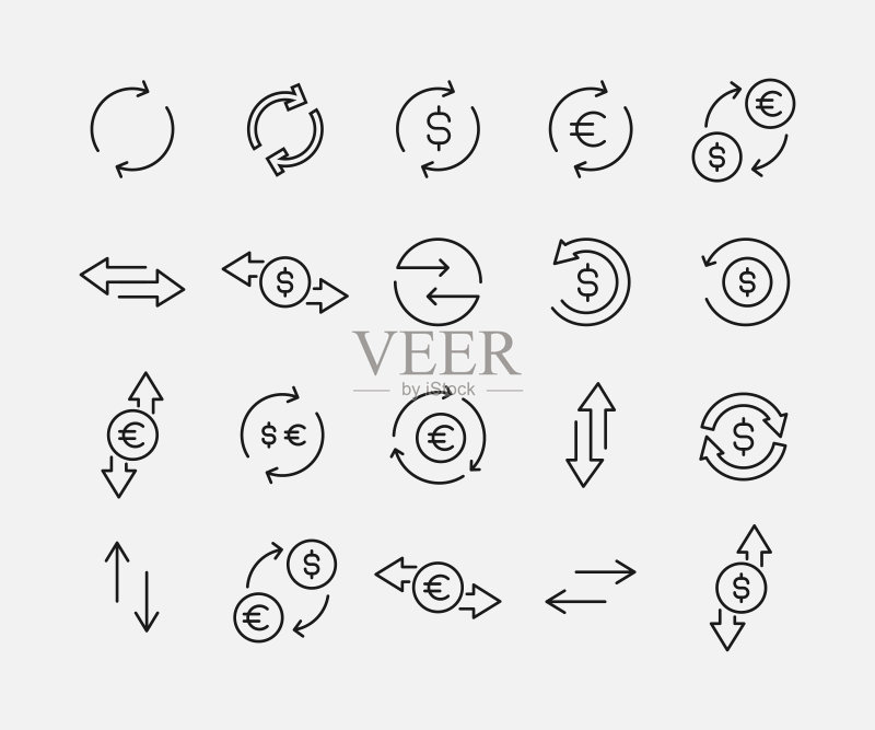 与交易相关的矢量图标集图标素材