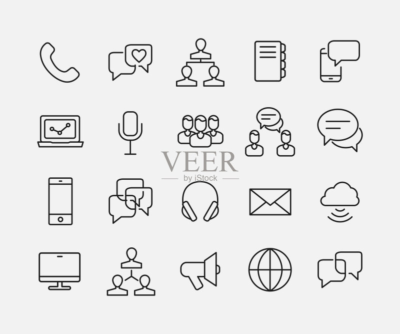 通信线条图标合集图标素材