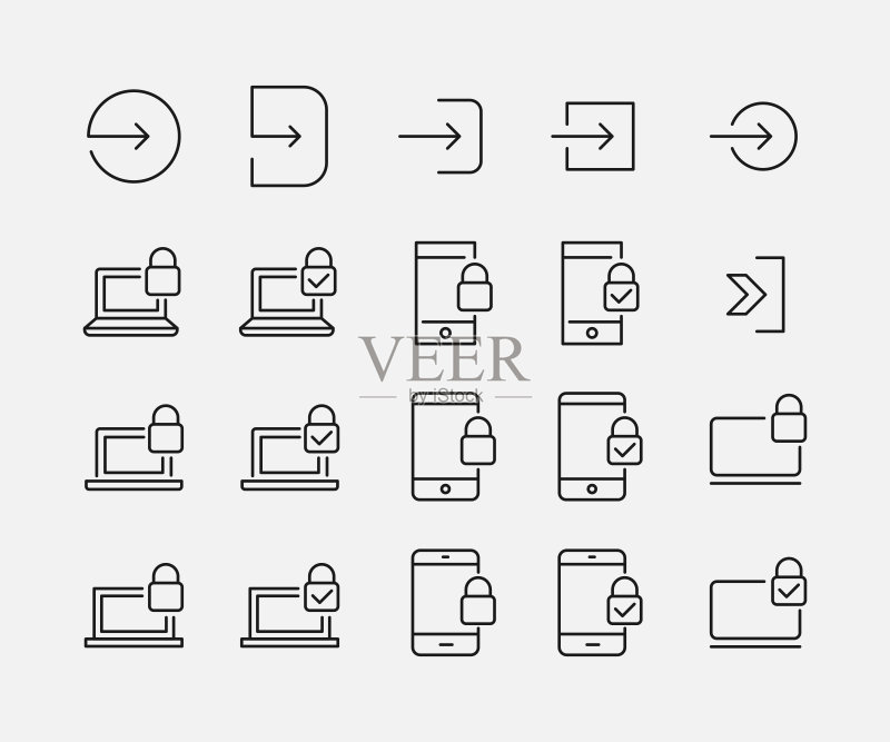 登录相关矢量图标集图标素材