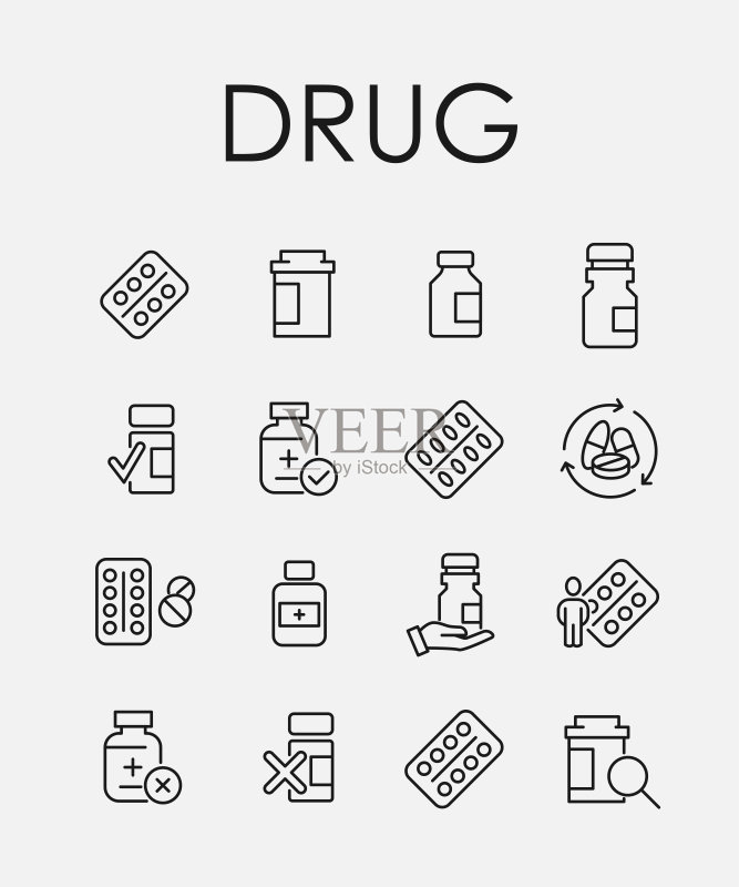 简约的医疗药品相关线性图标合集图标素材