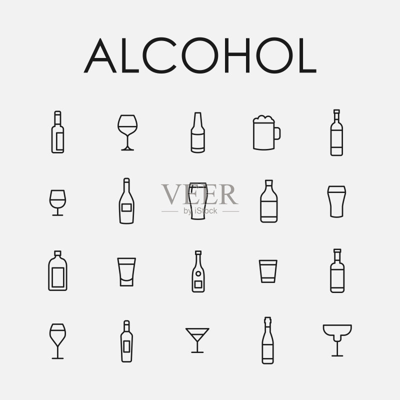 酒精相关矢量图标集图标素材