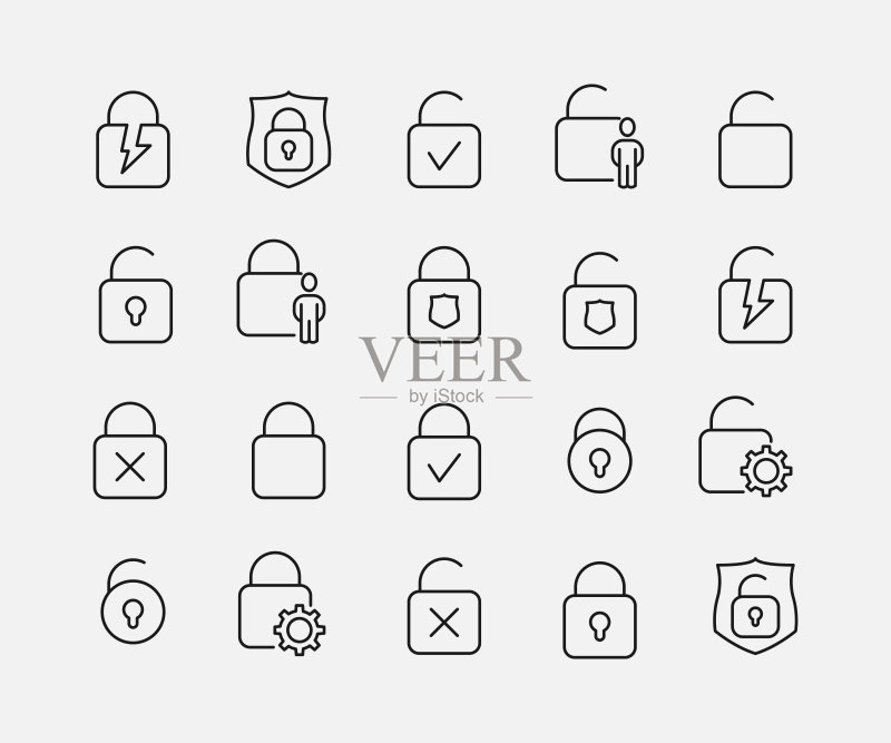 锁相关矢量图标集图标素材