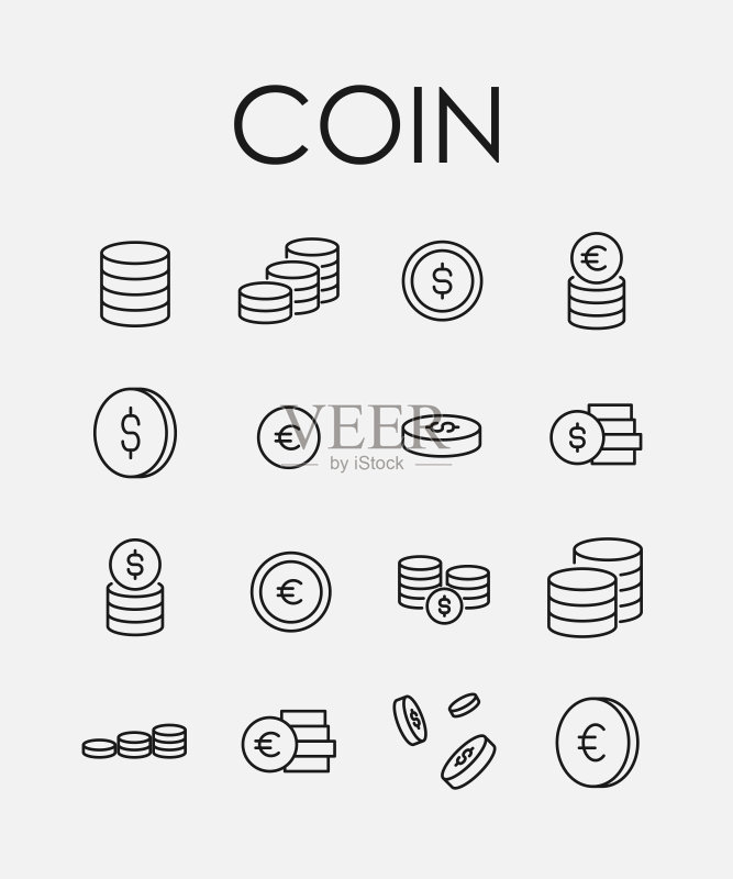硬币相关矢量图标合集图标素材
