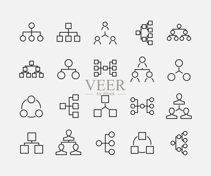 层级结构相关矢量图标集图标素材