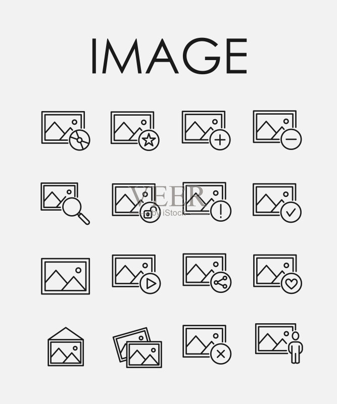 现代细线风格图像图标图标素材