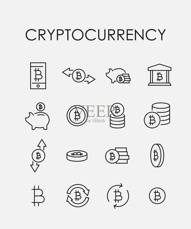 加密货币相关矢量图标集图标素材
