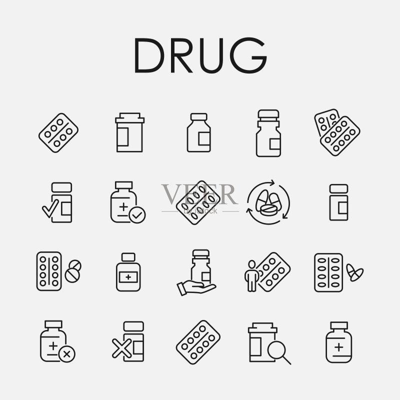 简约的医疗药品相关线性图标合集图标素材