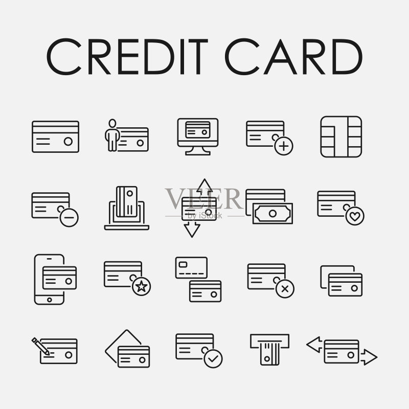 信用卡相关矢量图标集图标素材