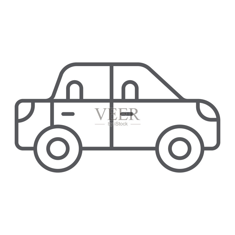 客车细线图标,交通运输和汽车,车辆标志,矢量图形,白色背景上的线性图案。图标素材