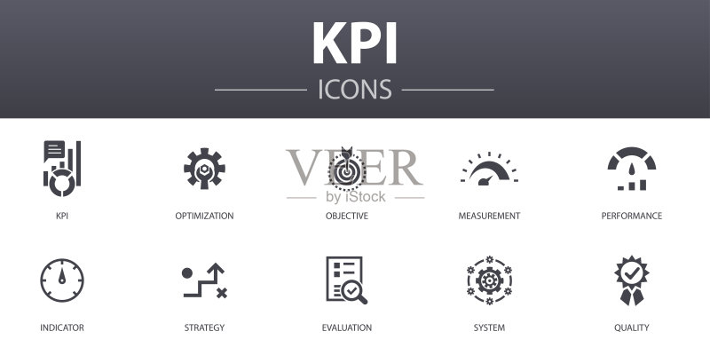 KPI简约概念图标集,用于网页、logo、UI/UX图标素材