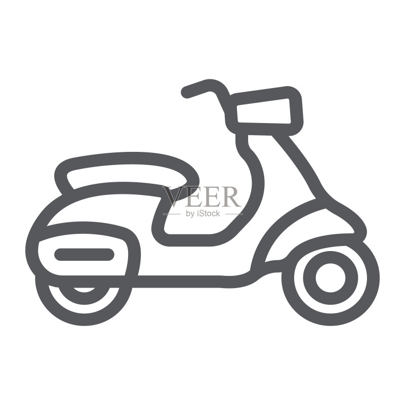 白色背景上的滑板车线条图标图标素材