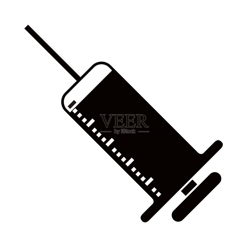 白色背景上的独立注射器图标图标素材
